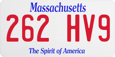 MA license plate 262HV9
