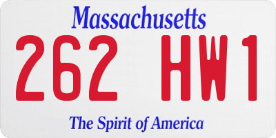 MA license plate 262HW1