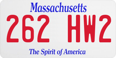 MA license plate 262HW2