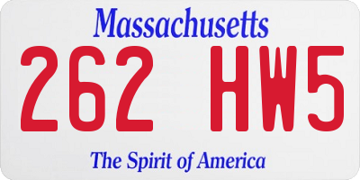 MA license plate 262HW5