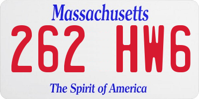 MA license plate 262HW6