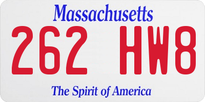 MA license plate 262HW8