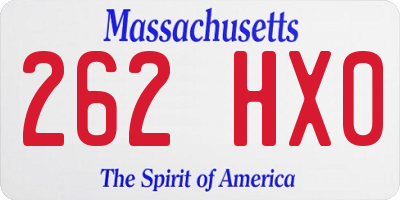 MA license plate 262HX0