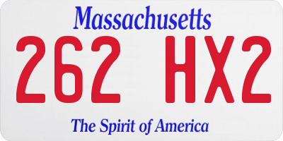 MA license plate 262HX2