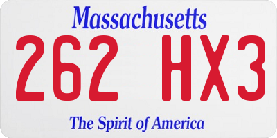 MA license plate 262HX3