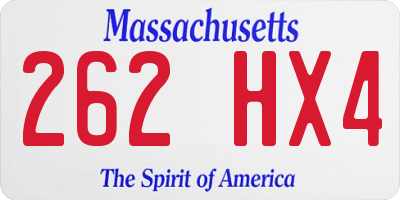 MA license plate 262HX4