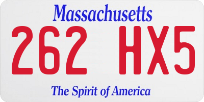 MA license plate 262HX5