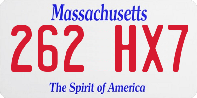 MA license plate 262HX7