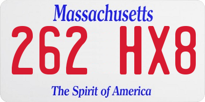 MA license plate 262HX8