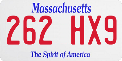 MA license plate 262HX9