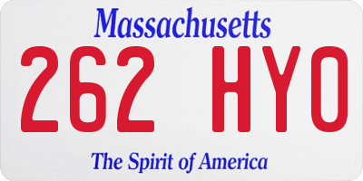 MA license plate 262HY0
