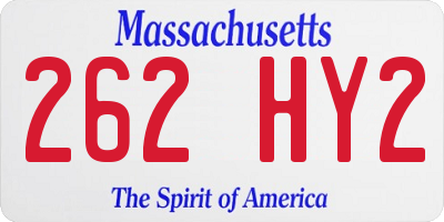 MA license plate 262HY2