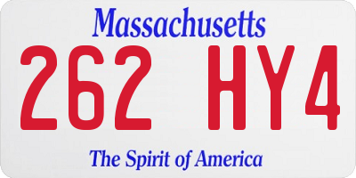 MA license plate 262HY4