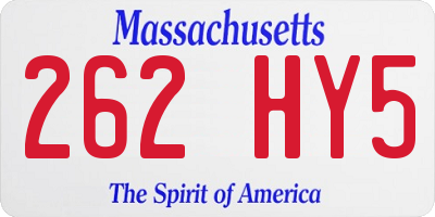 MA license plate 262HY5