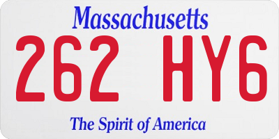 MA license plate 262HY6