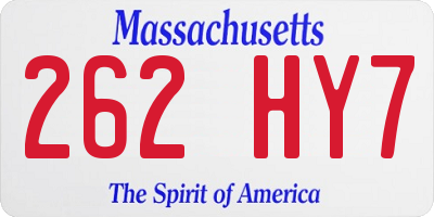 MA license plate 262HY7