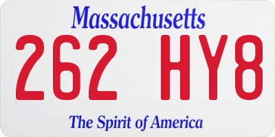 MA license plate 262HY8