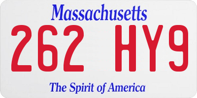 MA license plate 262HY9