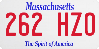 MA license plate 262HZ0