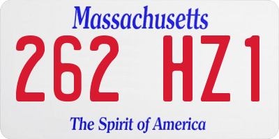 MA license plate 262HZ1