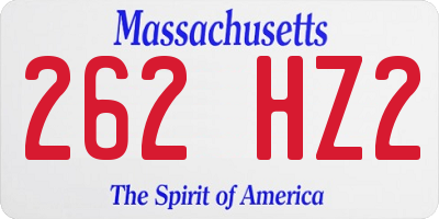 MA license plate 262HZ2