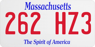 MA license plate 262HZ3
