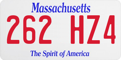 MA license plate 262HZ4