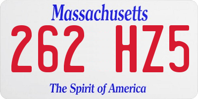MA license plate 262HZ5