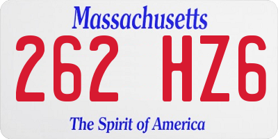 MA license plate 262HZ6