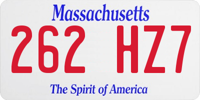 MA license plate 262HZ7