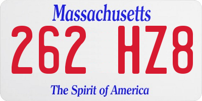 MA license plate 262HZ8