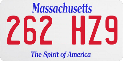 MA license plate 262HZ9