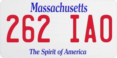 MA license plate 262IA0