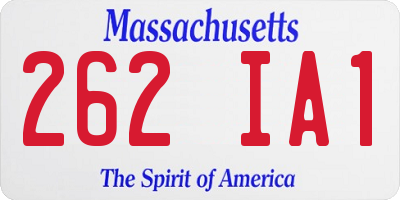 MA license plate 262IA1