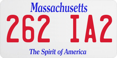 MA license plate 262IA2