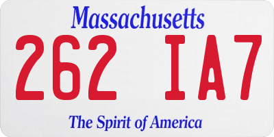 MA license plate 262IA7