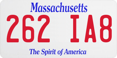 MA license plate 262IA8
