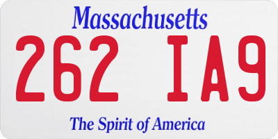 MA license plate 262IA9