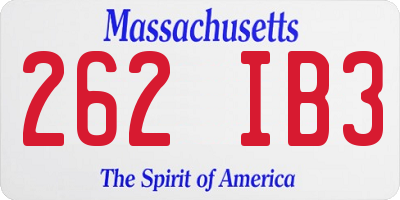 MA license plate 262IB3