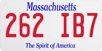 MA license plate 262IB7