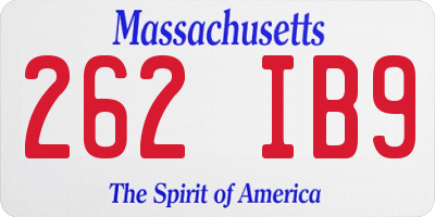 MA license plate 262IB9
