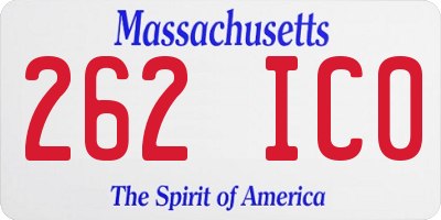 MA license plate 262IC0