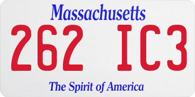 MA license plate 262IC3