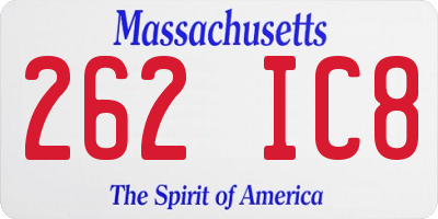 MA license plate 262IC8