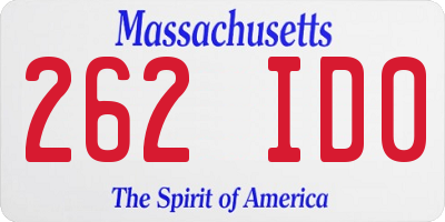 MA license plate 262ID0