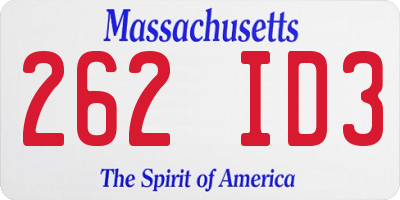 MA license plate 262ID3