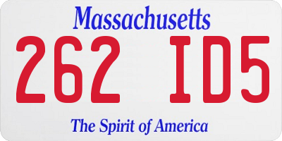 MA license plate 262ID5