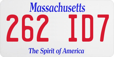 MA license plate 262ID7