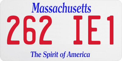 MA license plate 262IE1