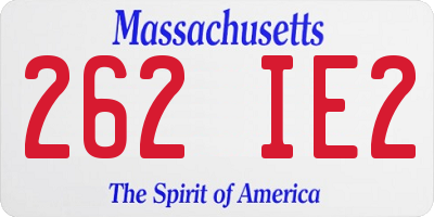 MA license plate 262IE2